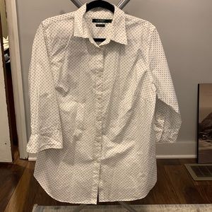 Ralph Lauren no iron white polka dot Button Down Shirt 1X NWOT